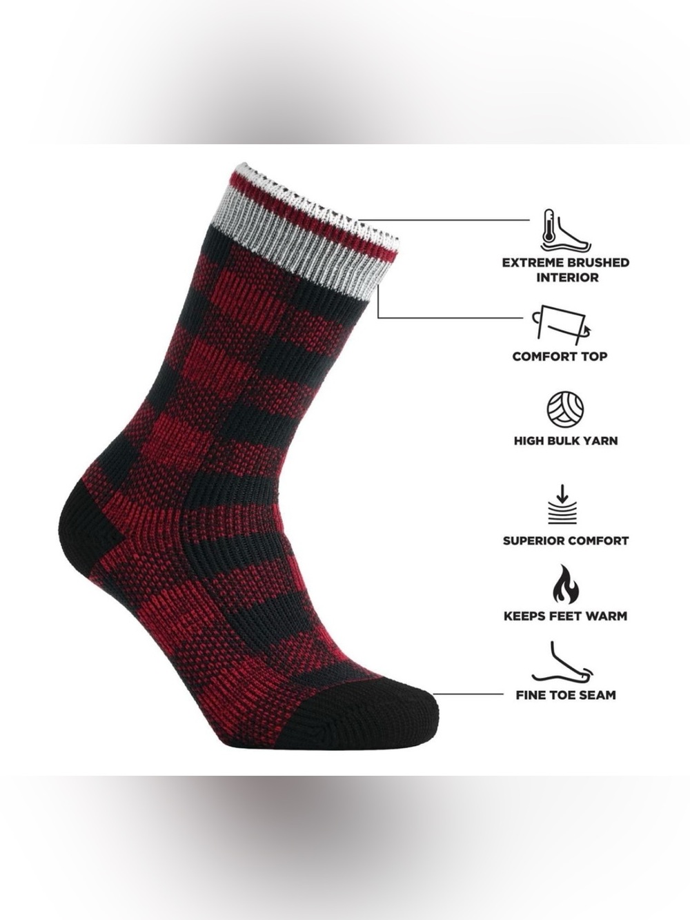 Polar Heat Nanuuq Men’s High Performance Crew Socks, 3 Pairs Long Acrylic Wool - Picture 3 of 9